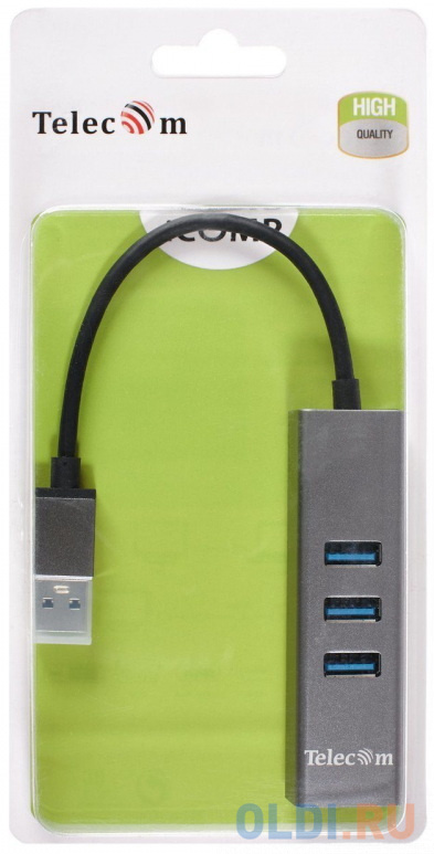 Переходник USB 3.0 -->4 USB3.0, Aluminum Shell, 0.2м Telecom <TA310U>