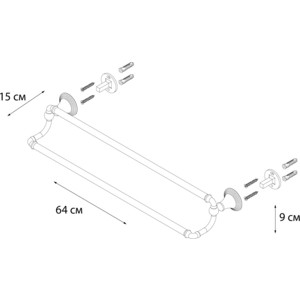 Полотенцедержатель Fixsen Luksor двойной 65 см (FX-71602B)