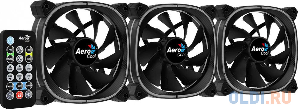 Вентилятор Aerocool Astro 12 Pro (3x120мм, 17.5dB, 1000rpm, 6 pin, подсветка+ пульт) RTL
