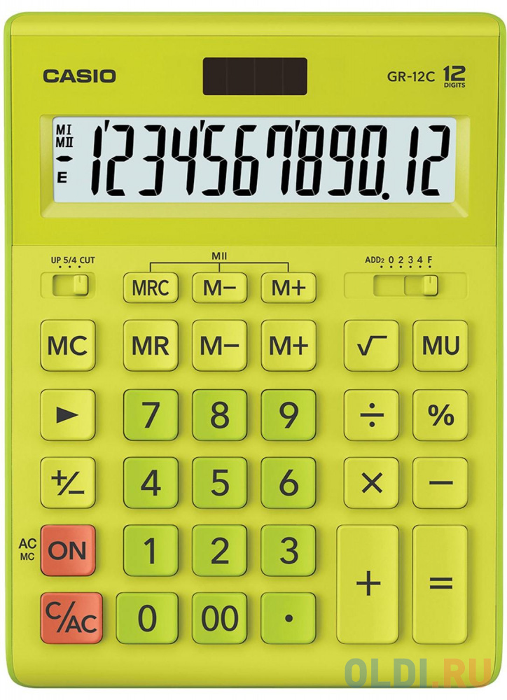 Калькулятор настольный CASIO GR-12С-GN 12-разрядный салатовый 250443
