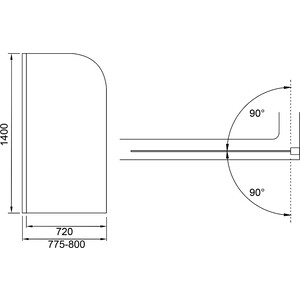 Шторка для ванны Good Door Screen H 80х140 прозрачная, хром (H-80-C-CH)