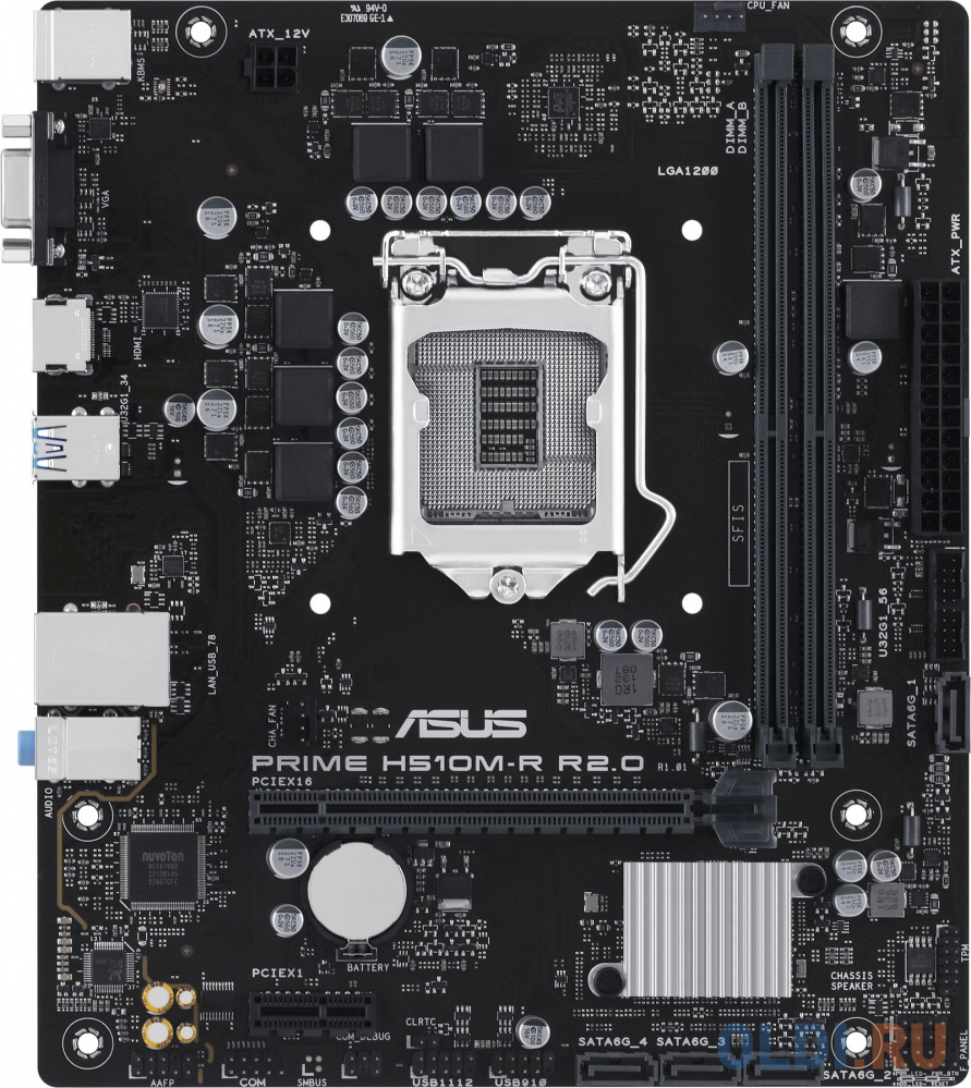 Материнская плата Asus PRIME H510M-R R2.0-SI Soc-1200 Intel H470 2xDDR4 mATX AC`97 8ch(7.1) GbLAN+VGA+HDMI White Box в Москвe