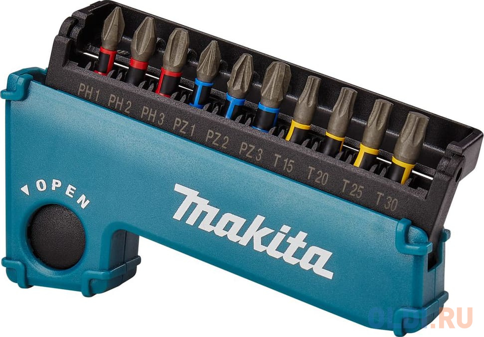 Makita E-03567 Набор 11шт,биты ударн PH1\\2\\3, PZ1\\2\\3, T15\\20\\25\\30,держ-ль магн в Москвe