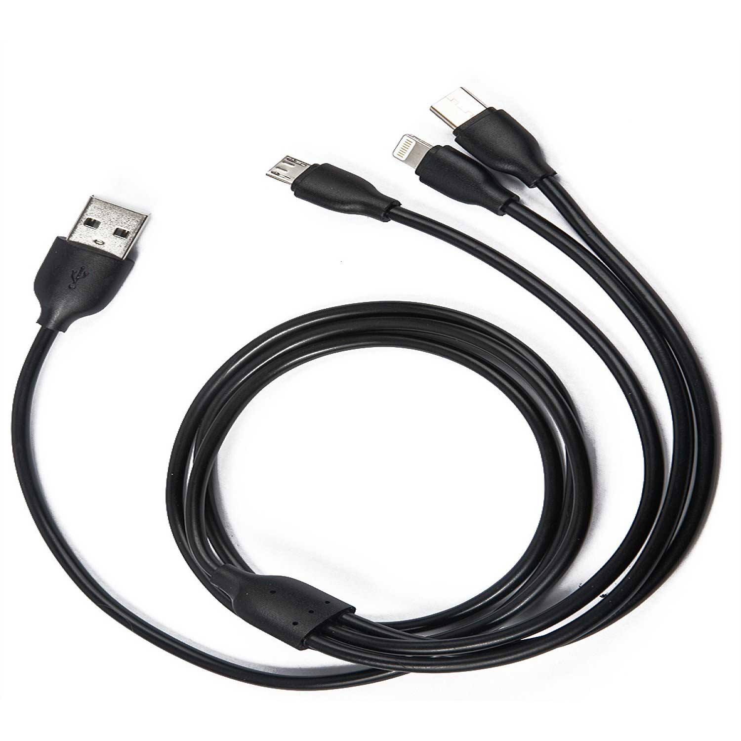 Дата-кабель mobility 3в1, USB – microUSB + Lightning + Type-C, 2A, черный УТ000022586 в Москвe