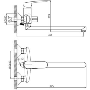 Смеситель для ванны Haiba HB183 универсальный, хром (HB22183)