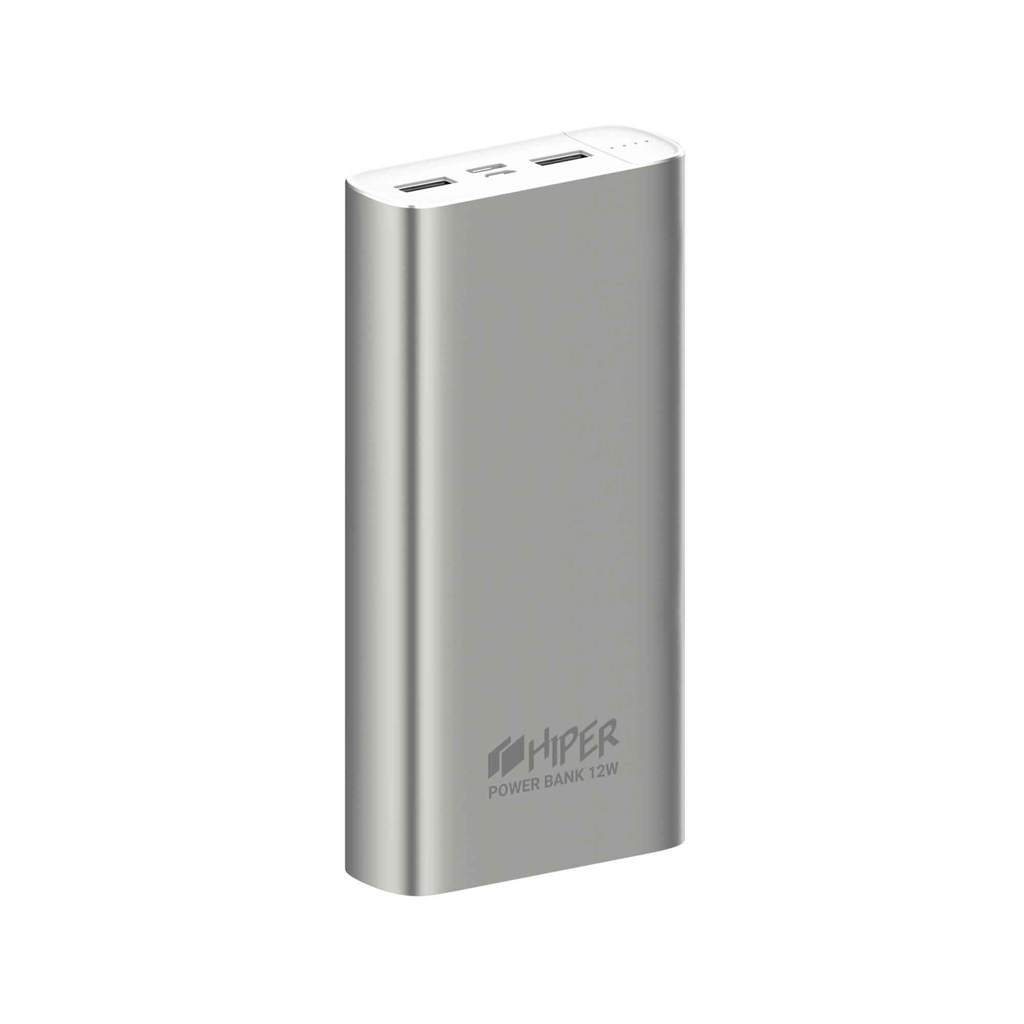 Внешний аккумулятор Hiper METAL 20K 20000mAh 2.1A 2xUSB серебристый (METAL 20K SILVER)