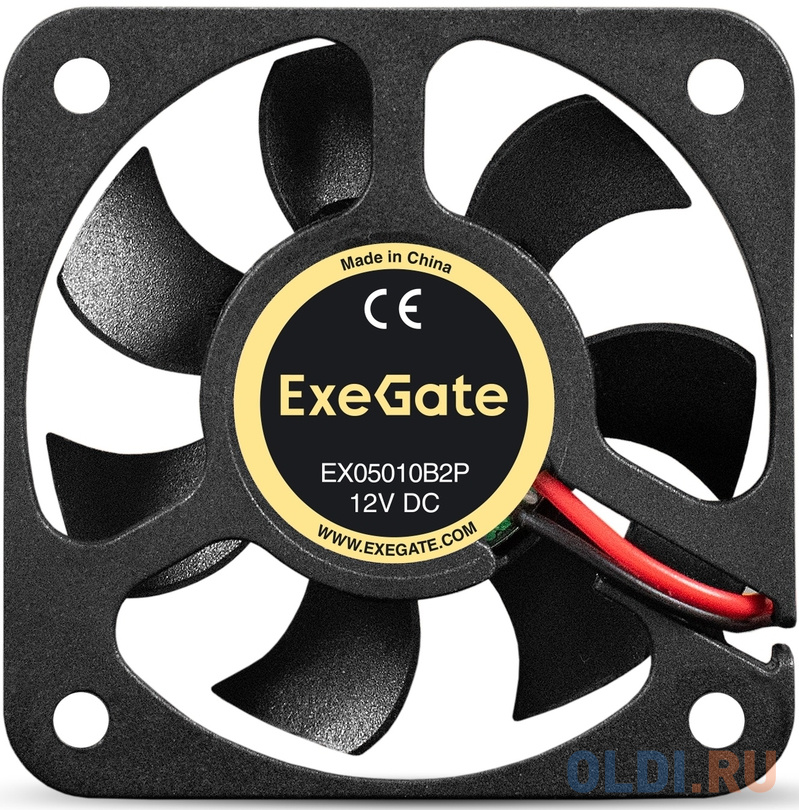 Вентилятор 12В DC ExeGate EX05010B2P (50x50x10 мм, 2-Ball (двойной шарикоподшипник), 2pin, 5500RPM, 30dBA)