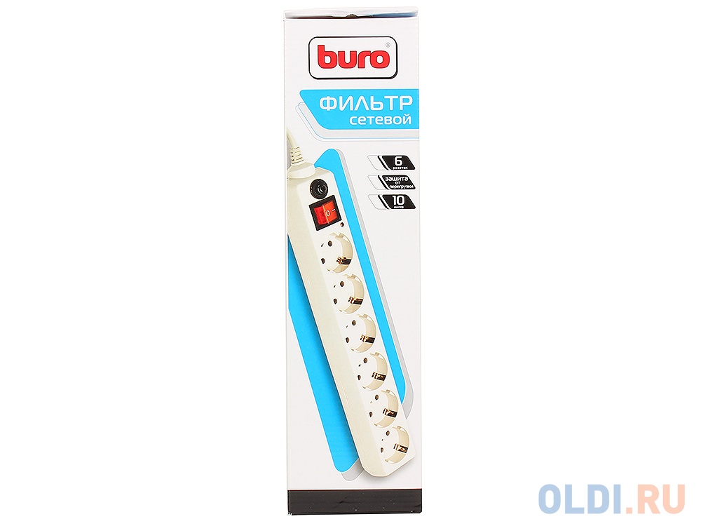 Сетевой фильтр Buro 600SH-3-W 3м (6 розеток) белый