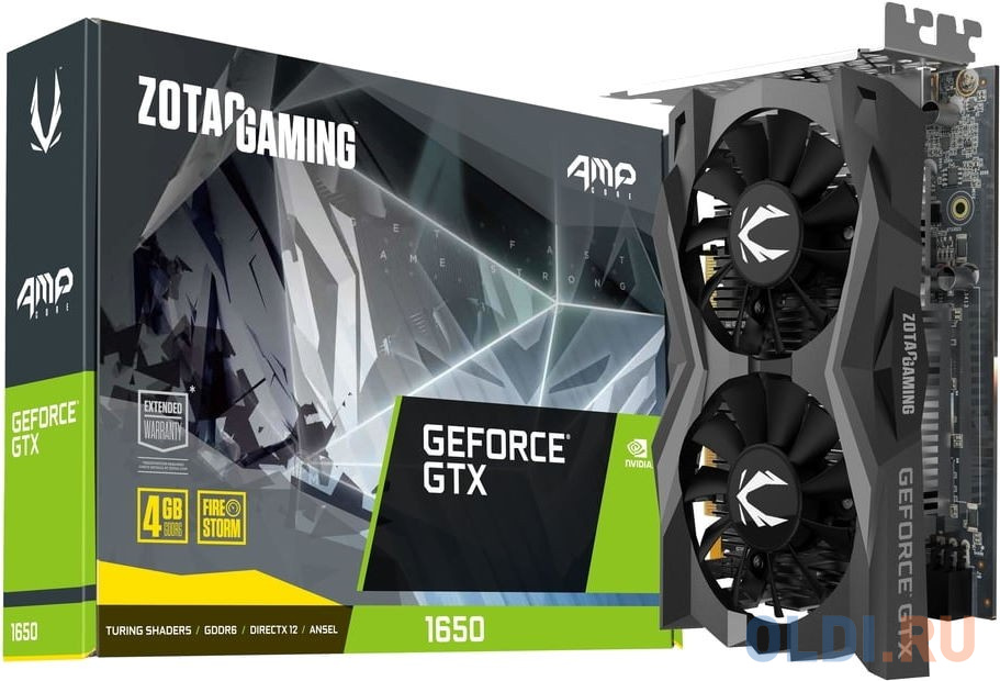 GAMING GeForce GTX 1650 AMP Core , 4Gb, 128bit, GDDR6, DVI-D, HDMI, DisplayPort, ZT-T16520J-10L, RTL {20}