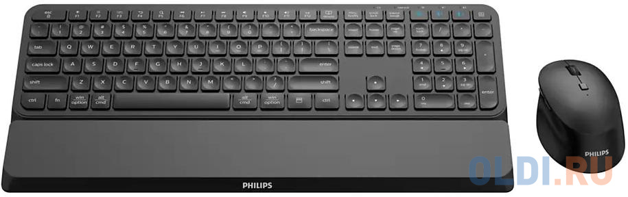 Philips Бесроводной Комплект SPT6607B (Клавиатура SPK6607B+Мышь SPK7607B) 2,4 GHz , Bluetooth 3.0/5.0 Black 110 клав/7 кнопки 800-3200dpi, чёрный в Москвe