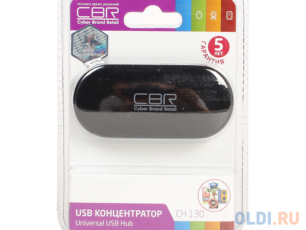 Концентратор CBR CH 130, 4 порта, USB 2.0, Поддержка Plug&Play. Длина провода 42+-5см.
