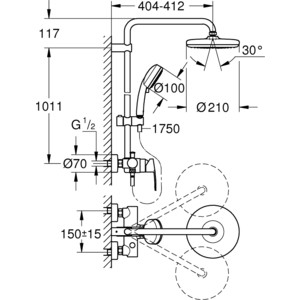 Душевая система Grohe Tempesta Cosmopolitan System со смесителем, хром (26224001)