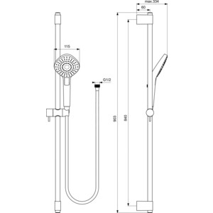 Душевой гарнитур Ideal Standard Idealrain Evo 90 см, хром (B2238AA)