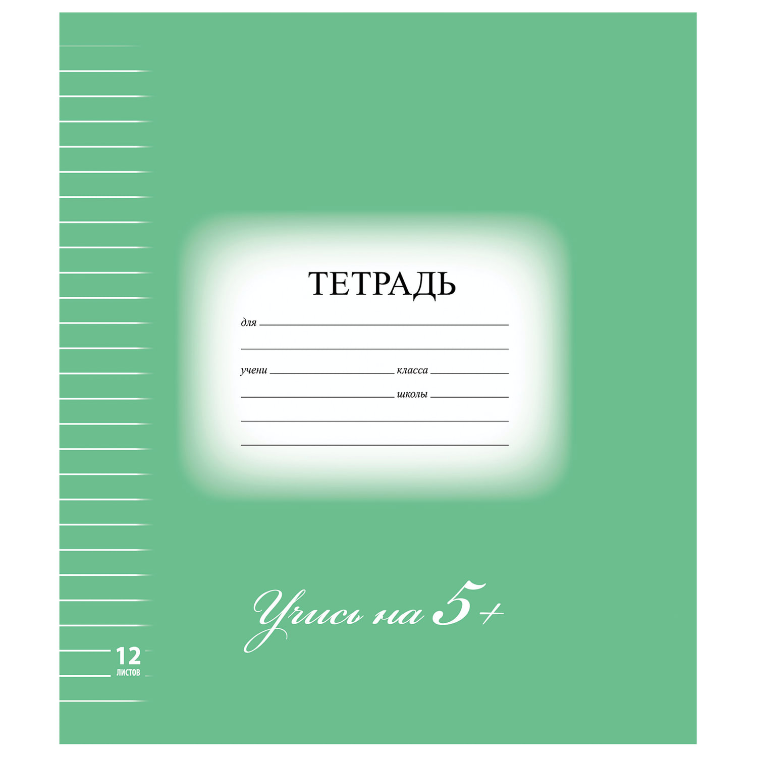 Тетрадь 12 л. BRAUBERG ЭКО 5-КА, линия, обложка картон, ЗЕЛЕНАЯ, 104763, (80 шт.)