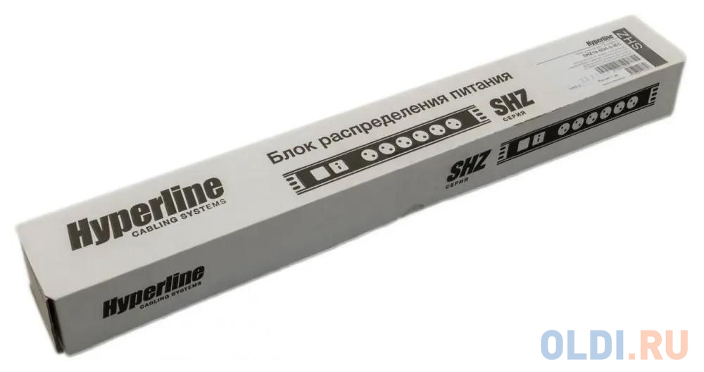 Hyperline SHZ19-8SH-S-IEC Блок розеток для 19&quot; шкафов, горизонтальный, 8 розеток Schuko, выключатель с подсветкой, без кабеля питания, входно