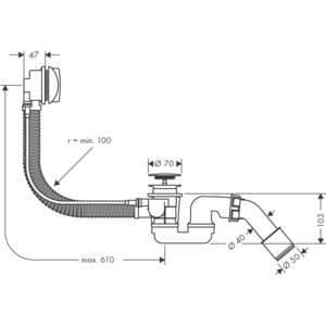 Слив-перелив Hansgrohe Flexaplus 52 см (58143000)