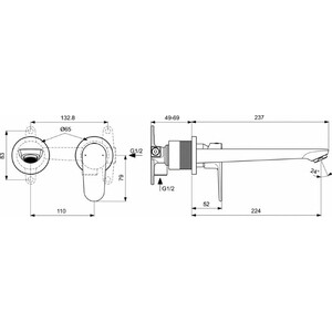 Смеситель для раковины Ideal Standard Cerafine O для механизма A1313NU, черный шелк (BD133XG)