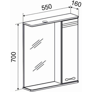 Зеркало-шкаф Emmy Рио 55х70 левый, с подсветкой, белый (rio55mir1-l)