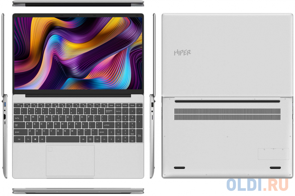 Ноутбук 15.6'' IPS FHD Hiper Workbook XU156 silver (Core i5 10210U/16Gb/512Gb SSD/noDVD/VGA int/W10pro) (SHSKQW8E)