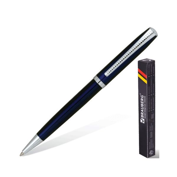 Ручка бизнес-класса шариковая BRAUBERG Cayman Blue, корпус синий, узел 1 мм, линия письма 0,7 мм, синяя, 141409