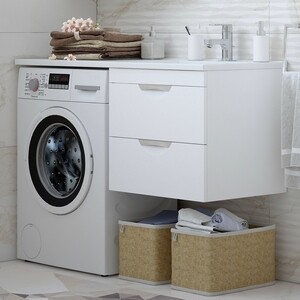 Мебель для ванной Corozo Алиот 120 правая, подвесная, под стиральную машину, белая