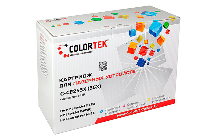 Картридж лазерный Colortek CK-CE255X (55X/CE255X), черный, 12500 страниц, совместимый для LJ Enterprise P3015, LJ Pro 400 500 MFP M525dn, M521
