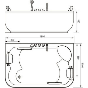 Акриловая ванна Gemy 180x115 с гидромассажем (G9085 K R)