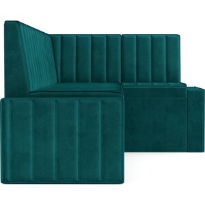 Кухонный угловой диван Mebel Ars Вермут (Бархат сине-зеленый STAR VELVET 43 BLACK GREEN) 191х83х121 см (M11-24-2)