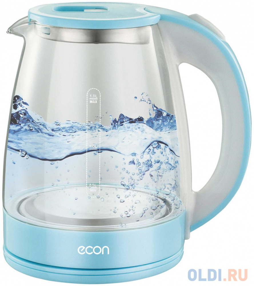 Чайник электрический ECON ECO-1846KE 1500 Вт голубой 1.8 л пластик/стекло