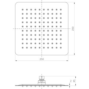 Верхний душ Lemark 250 квадратный, хром (LM9487S)