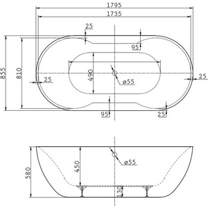 Акриловая ванна BelBagno 179x85 (BB28)