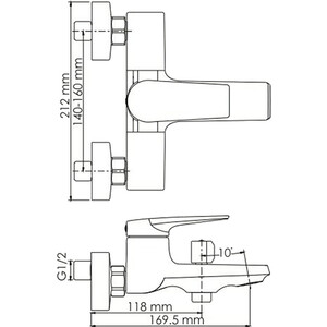 Смеситель для ванны Wasserkraft Glan черный глянец (6601)