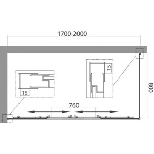 Душевой уголок BelBagno Unique AH-21 200-170х80 прозрачный, хром (UNIQUE-AH-21-170/200-80-C-Cr)