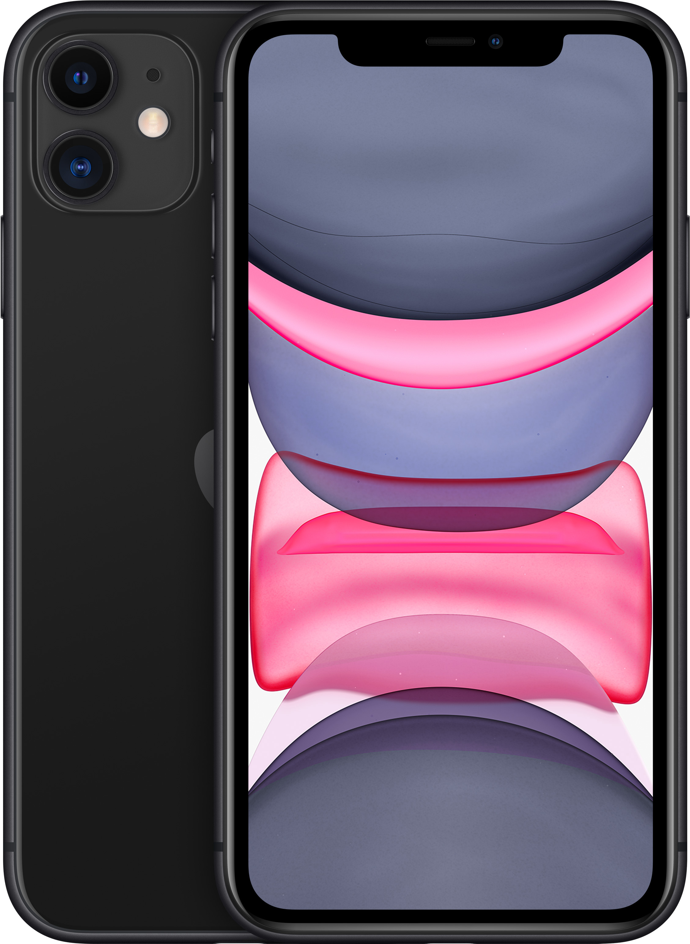 Смартфон Apple iPhone 11, 6.1" 828x1792 IPS, Apple A13 Bionic, 64Gb, 3G/4G, NFC, Wi-Fi, BT, 2xCam, 2-Sim (nano SIM+eSIM), Lightning, iOS 13, черный (MHDA3X/A)