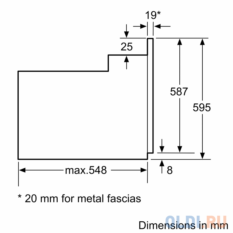 Встраиваемый электрический духовой шкаф SIEMENS HA010FBR1M IQ100, 595x594x548мм, 71 л, 50-275°C, 4 режима готовки, 2,85 КВт, нерж