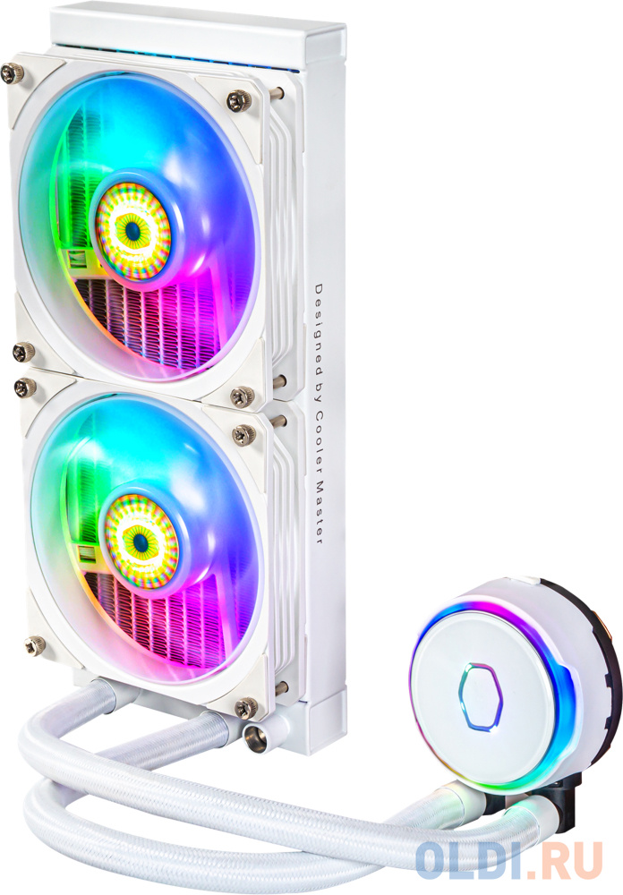 Система охлаждения/ Cooler Master MasterLiquid PL240 Flux White Edition (240W, 240mm, ARGB, fans:2x120mm/72.37CFM/32dBa/2300rpm, 1700/1200/115X/2066/2