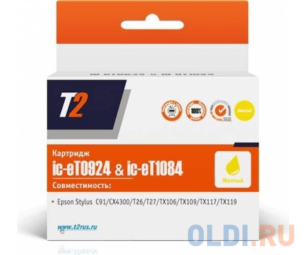 Картридж T2 IC-ET0924 C13T09244A для Epson St C91/CX4300/TX106/TX117 желтый в Москвe