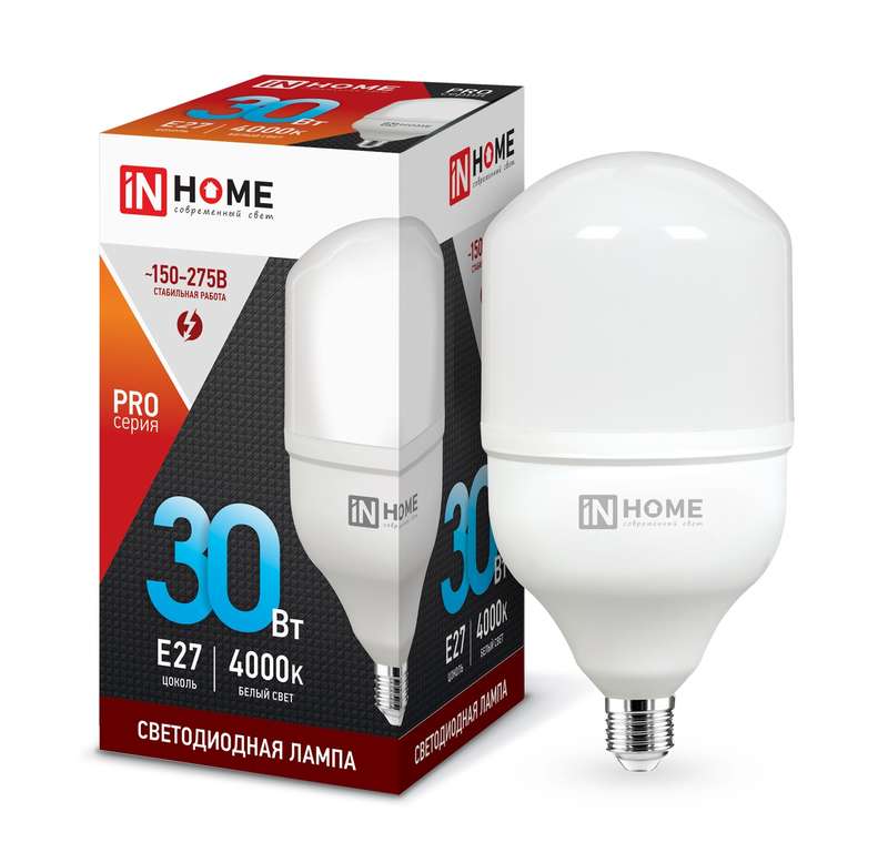 Лампа светодиодная LED-HP-PRO 30Вт 230В 4000К E27 2700лм IN HOME 4690612031071