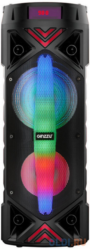 Ginzzu GM-236, с функцией BLUETOOTH (V5.0), 2х25Вт, 150Гц- 18кГц, аудиоплеер USB-flash, microSD-card, FM-радио, пульт ДУ,