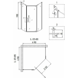 Душевой уголок Niagara Nova 90x90 с поддоном, прозрачный, черный (NG-6805-08 BLACK, 90901D)