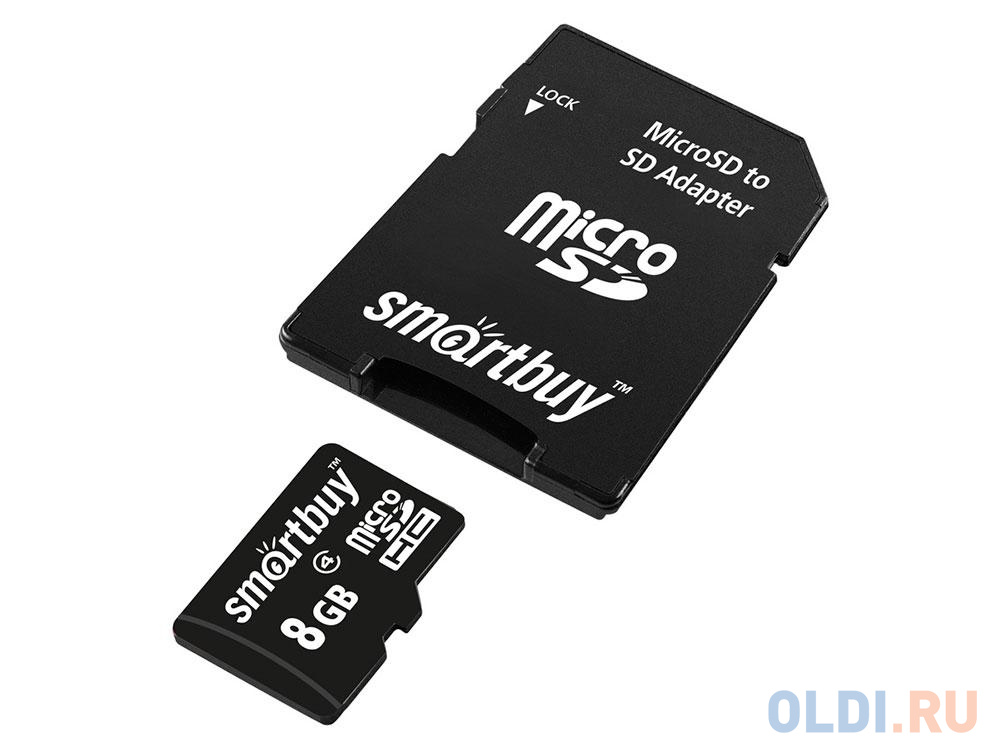 Карта памяти Micro SDHC 8GB Smartbuy Сlass 10 (с адаптером SD)