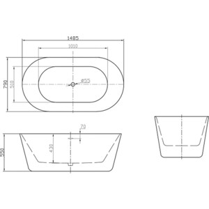 Акриловая ванна BelBagno 150х80 слив-перелив бронза (BB306-1485, BB39-OVF-BRN)