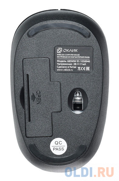 Мышь беспроводная Oklick 685MW черный оптическая (1200dpi) USB (2but)