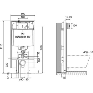 Инсталляция для унитаза OLI 74 Plus S90 Sanitarblock с клавишей Slim хром матовый (601803, 659046)