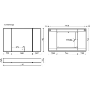 Зеркальный шкаф Sancos Mirror 120х75 подсветка, сенсор, дуб галифакс натуральный (MI120EG) в Москвe