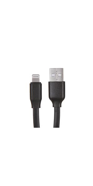 Дата-кабель Плоский Red Line USB - 8 - pin для Apple (2A), черный УТ000023596