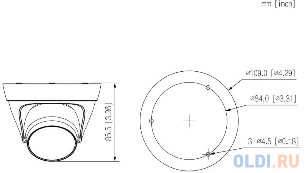 DAHUA DH-IPC-HDW1230T1P-0280B-S6 Уличная турельная IP-видеокамера 2Мп, 1/2.8” CMOS, объектив 2.8мм, детектор человека, ИК-подсветка до 30м, IP67, корп в Москвe