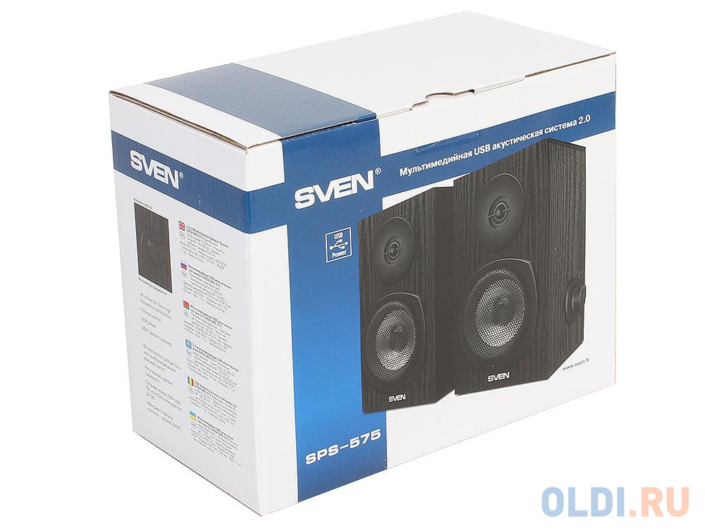 Колонки Sven SPS-575  Black чёрный, 2.0, USB, мощность 2x3 Вт(RMS)