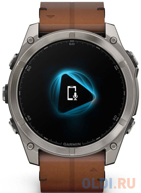 Смарт-часы Garmin Fenix 8 AMOLED Sapphire титановый серый, каштановый кожаный ремешок 51мм