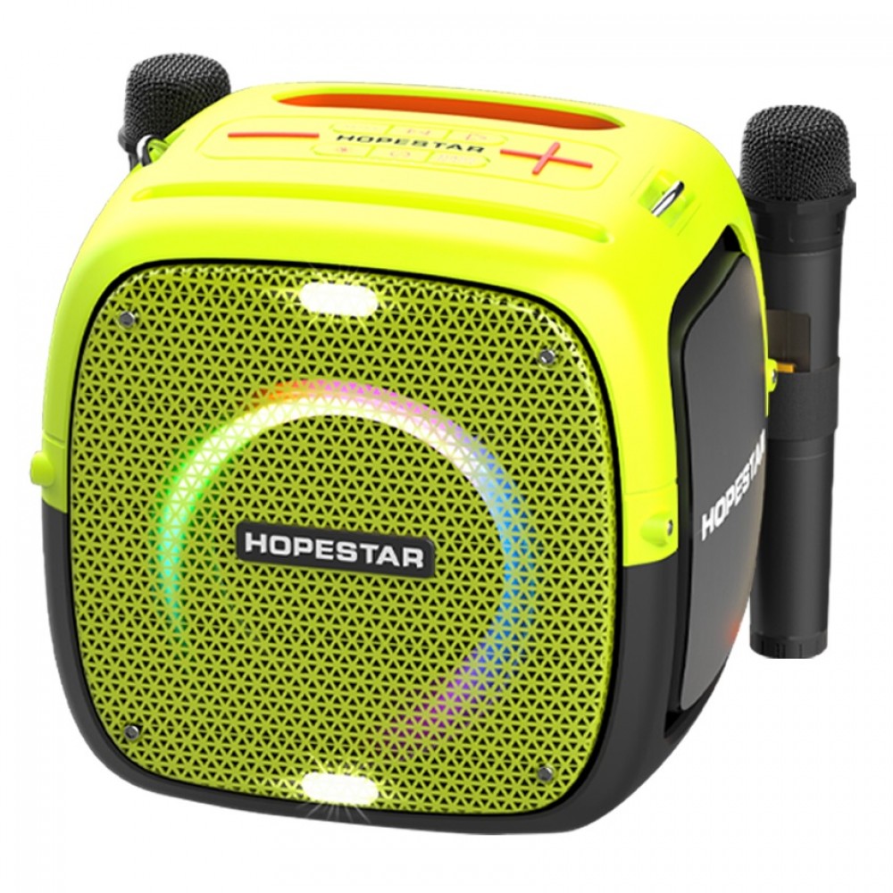 Портативная акустика Hopestar Party One, 80 Вт, AUX, USB, microSD, Bluetooth, подсветка, желтый